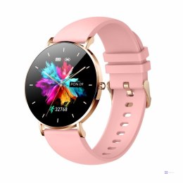 Smartwatch zegarek damski Manta Alexa różowy plus złoty pasek