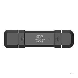 Dysk zewnętrzny SSD Silicon Power DS72 500GB USB-A USB-C 1050/850 MB/s Czarny