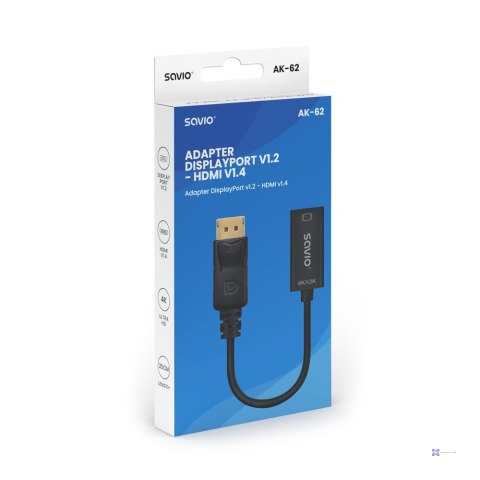 SAVIO ADAPTER DISPLAYPORT (M) V1.2 - HDMI A (F) V1.4, 4K AK-62