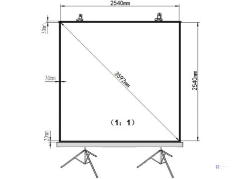 EKRAN RĘCZNY NA STATYWIE 140" 254x254cm TA-140 1:1 ART podwójny tripod