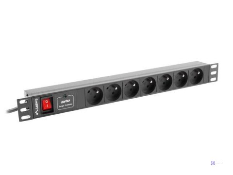 Listwa zasilająca Lanberg do RACK 1U 10A PDU 7x PL 2m czarna