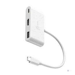 Stacja dokująca j5create Eco-Friendly USB-C to HDMI & USB Type-A with Power Delivery 1xHDMI/1xUSB 3.1/1xUSB-C; kolor biały JCA37