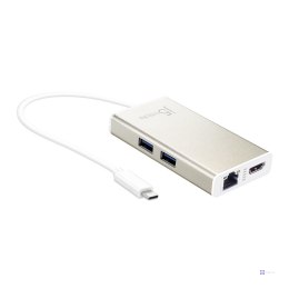 Stacja dokująca j5create USB-C Multi-Adapter - HDMI™/Ethernet/USB 3.1 HUB/PD 2.0 1x4K HDMI/2xUSB 3.0/1xRJ45 Gigabit; kolor biały