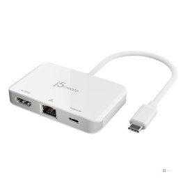 Stacja dokująca j5create USB-C to 4K HDMI Ethernet Adapter 1x4K HDMI/1xUSB-C/1xRJ45 Gigabit; kolor biały JCA351-N