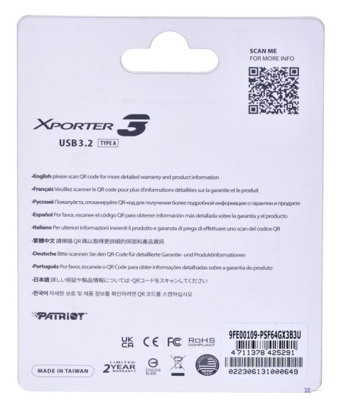 PARTIOT FLASHDRIVE Xporter 3 64GB Type A USB3.2