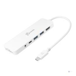 Stacja dokująca j5create USB-C Multi-Port Hub with Power Delivery 1xHDMI/2xUSB 3.1/1xUSB-C/Card Reader/1x3.5mm audio/mic combo j