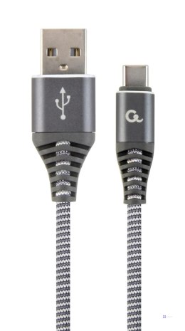 Kabel USB 2.0 - typ C(AM/CM) oplot tekstylny 2m grafitowo-biały Gembird