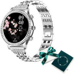 Smartwatch damski Manta Diamond Lusso srebrny + bransoletka YES