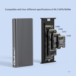 QOLTEC OBUDOWA NA DYSK M.2 SSD | SATA | NVME | RGB LED | USB-C | 4TB