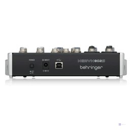 Behringer 802S - 8-kanałowy kompaktowy mikser analogowy z interfejsem USB zaprojektowany specjalnie do obsługi podcastów, stream
