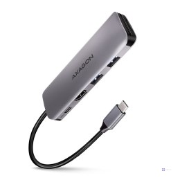 AXAGON HMC-5 hub USB-C, 2x USB-A, HDMI, 2x USB-C 3.2 Gen 1, 1x SD, 1x microSD, srebrny