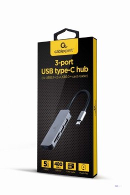 GEMBIRD 3-PORTOWY HUB USB TYPU C (USB 3.1 + USB 2.0) Z CZYTNIKIEM KART