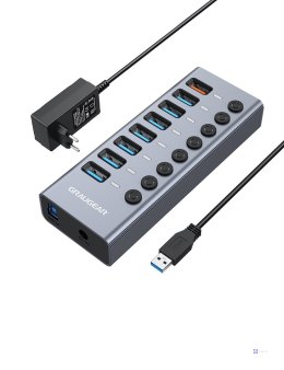 Graugear 7-portowy koncentrator USB-A 3.0 + 1x port ładowania