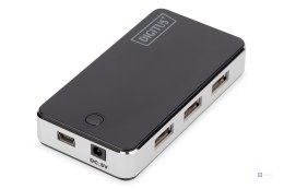 HUB 7-portowy USB 2.0 HighSpeedaktywny, czarno-srebrny