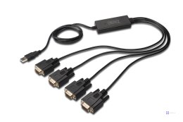 Konwerter/Adapter USB 2.0 do 4x RS232 (DB9)z kablem USB A M/Ż dł. 80cm
