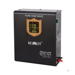 Zasilacz awaryjny naścienny KEMOT PROsinus-800 przetwornica z czystym przebiegiem sinusoidalnym i funkcją ładowania 12V 230V 800