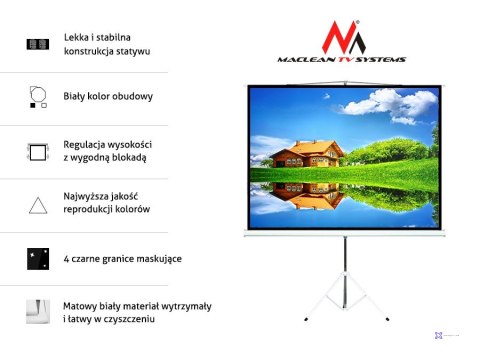 Ekran projekcyjny Maclean, Na stojaku, 120", 240x180, 4:3, MC-608