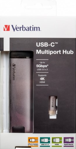 USB-C ADAPTER USB 3.1/USB 3.0 X2HDMI RJ45