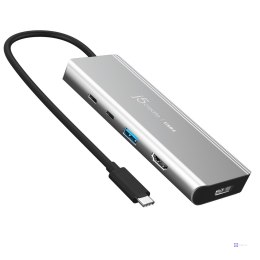 Stacja dokująca j5create USB4® Dual 4K Multi-Port Hub 1x4K HDMI/1xDisplay Port/1xUSB 3.2/2xUSB-C/; kolor srebrny JCD401-N