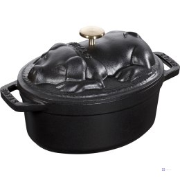 Garnek żeliwny owalny prosię Staub - 1 ltr, Czarny