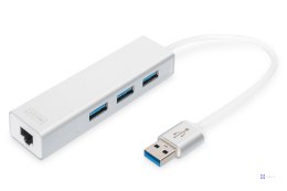 HUB 3-portowy USB 3.0 SuperSpeed z LANGigabit LAN adapter, aluminium