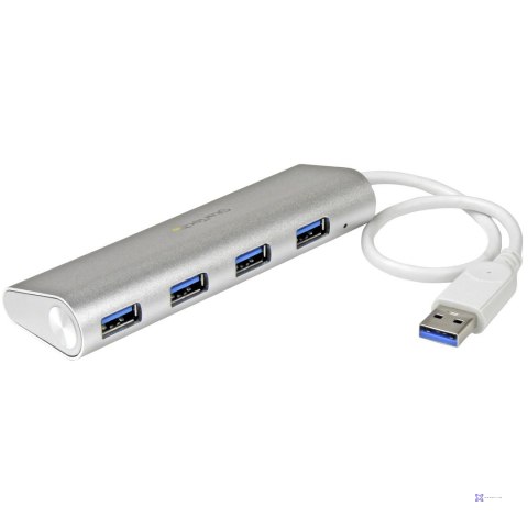 StarTech.com ST43004UA huby i koncentratory USB 3.2 Gen 1 (3.1 Gen 1) Type-A 5000 Mbit/s Srebrny, Biały