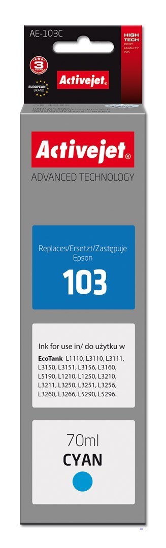 Activejet AE-103C Tusz (zamiennik Epson 103 C13T00S24A; Supreme; 70 ml; błękitny)