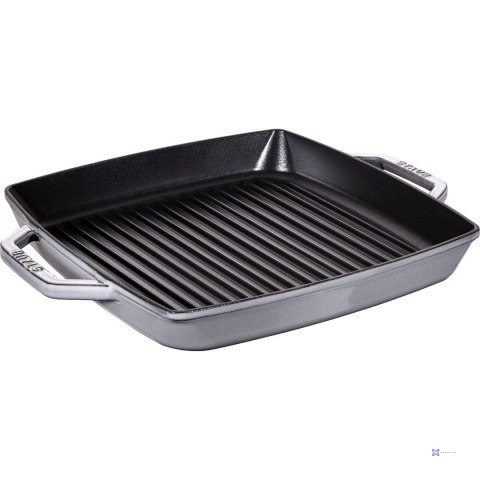 Kwadratowa patelnia żeliwna grillowa Staub z dwoma uchwytami - 33 cm, Grafitowy