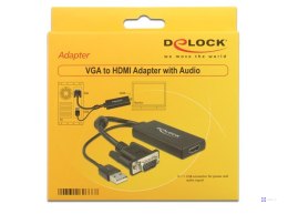 DeLOCK 0.25m VGA+USB2.0-A/HDMI 0,25 m VGA (D-Sub) + USB Czarny