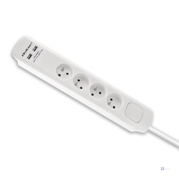 QOLTEC LISTWA ZASILAJĄCA ANTYPRZEPIĘCIOWA | 4 GNIAZDA | 2 X USB | 1.8M | BIAŁA