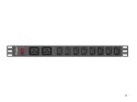 LANBERG LISTWA ZASILAJĄCA RACK 19" PDU PDU-02I1908I-0200-C20-BK (1U, 16A, 2X C19, 8X IEC C13, 2M, WTYK C20)