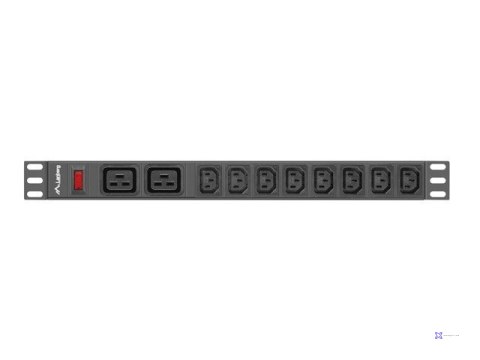 LANBERG LISTWA ZASILAJĄCA RACK 19" PDU PDU-02I1908I-0200-C20-BK (1U, 16A, 2X C19, 8X IEC C13, 2M, WTYK C20)