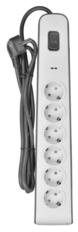 Listwa zasilająca Belkin Power Surge 6-PORT 650J 2m Grey/White Schuko