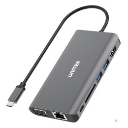 Unitek Hub USB-C 3.1 8w1 z Power Delivery 100W