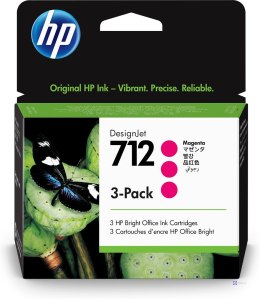 HP Zestaw 3 purpurowych wkładów atramentowych 712 DesignJet 29 ml