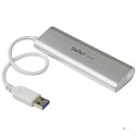 StarTech.com ST43004UA huby i koncentratory USB 3.2 Gen 1 (3.1 Gen 1) Type-A 5000 Mbit/s Srebrny, Biały