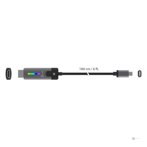 Adapter j5create USB-C to HDMI 2.1 8K Cable (USB-C m - 8K HDMI m 1,8m; kolor srebrno czarny) JCC157-N