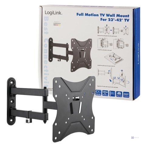 Uchwyt ścienny LogiLink do telewizora LCD/LED nachylenie +/-7.5°, obrót 90° VESA 200x200, 23-42"