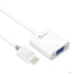 Adapter j5create HDMI to VGA Adapter (HDMI m - VGA f 3.5mm Audio f 10cm; kolor biały) JDA213-N