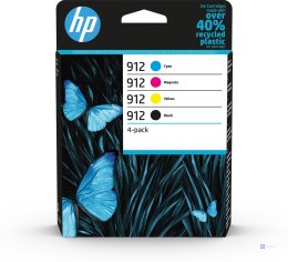 HP Zestaw 4 oryginalnych wkładów atramentowych 912 czarny/błękitny/purpurowy/żółty