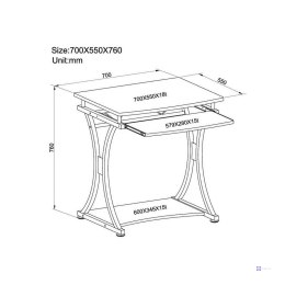 TECHLY BIURKO KOMPUTEROWE MAŁE 700X550 GRAFIT STOL