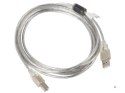 Kabel Lanberg CA-USBA-12CC-0030-TR (USB 2.0 M - USB 2.0 typu B M; 3m; kolor przeźroczysty)