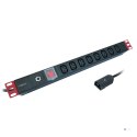 Techly I-CASE STRIP-8C rozdzielacz zasilania PDU 8 x gniazdo sieciowe 1U Czarny