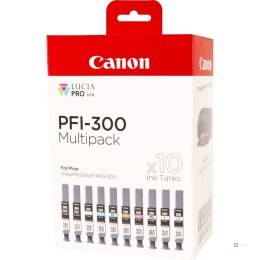 Canon PFI-300 nabój z tuszem 10 szt. Oryginalny Czarny, Niebieski, Cyjan, Szary, Purpurowy, Czarny fotograficzny, Magenta fotogr