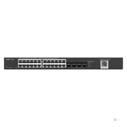 REYEE SWITCH ZARZĄDZALNY 24 PORTY 1GBIT + 4 PORTY UPLINK SFP 1GBIT | 24 PORTY POE/POE+ (370W MAX) | L2 | RACK