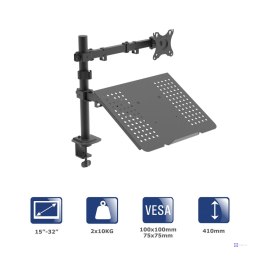 Uchwyt biurkowy do monitora i laptopa Akyga AK-MB-04 regulowane ramię 10kg VESA 75x75mm / 100x100mm 15-32