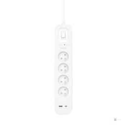 Listwa zasilająca Belkin Power Surge 4-PORT + 1xUSB-A +1xUSB-C 2.4A PD 525J 2m White