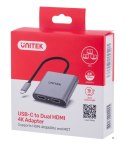 UNITEK ADAPTER USB-C, 2x HDMI, 4K@60HZ, MST, V1404B