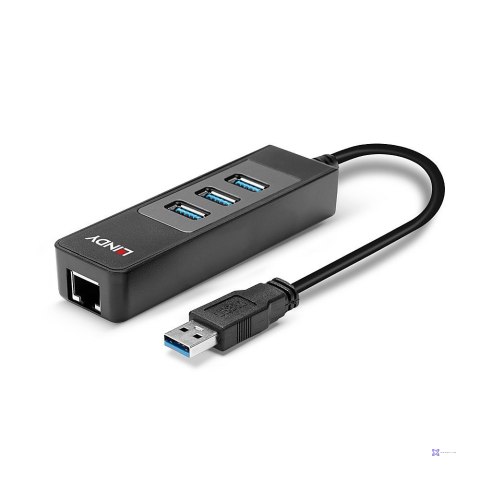 Lindy 43176 Hub USB 3.0 3 Ports, RJ-45