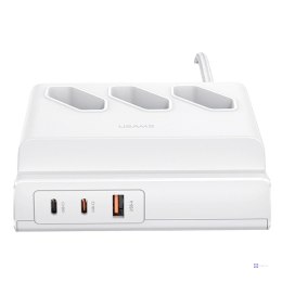 Listwa zasilająca USAMS 65W 3xAC + 2xUSB-C + USB-A 2m -biała